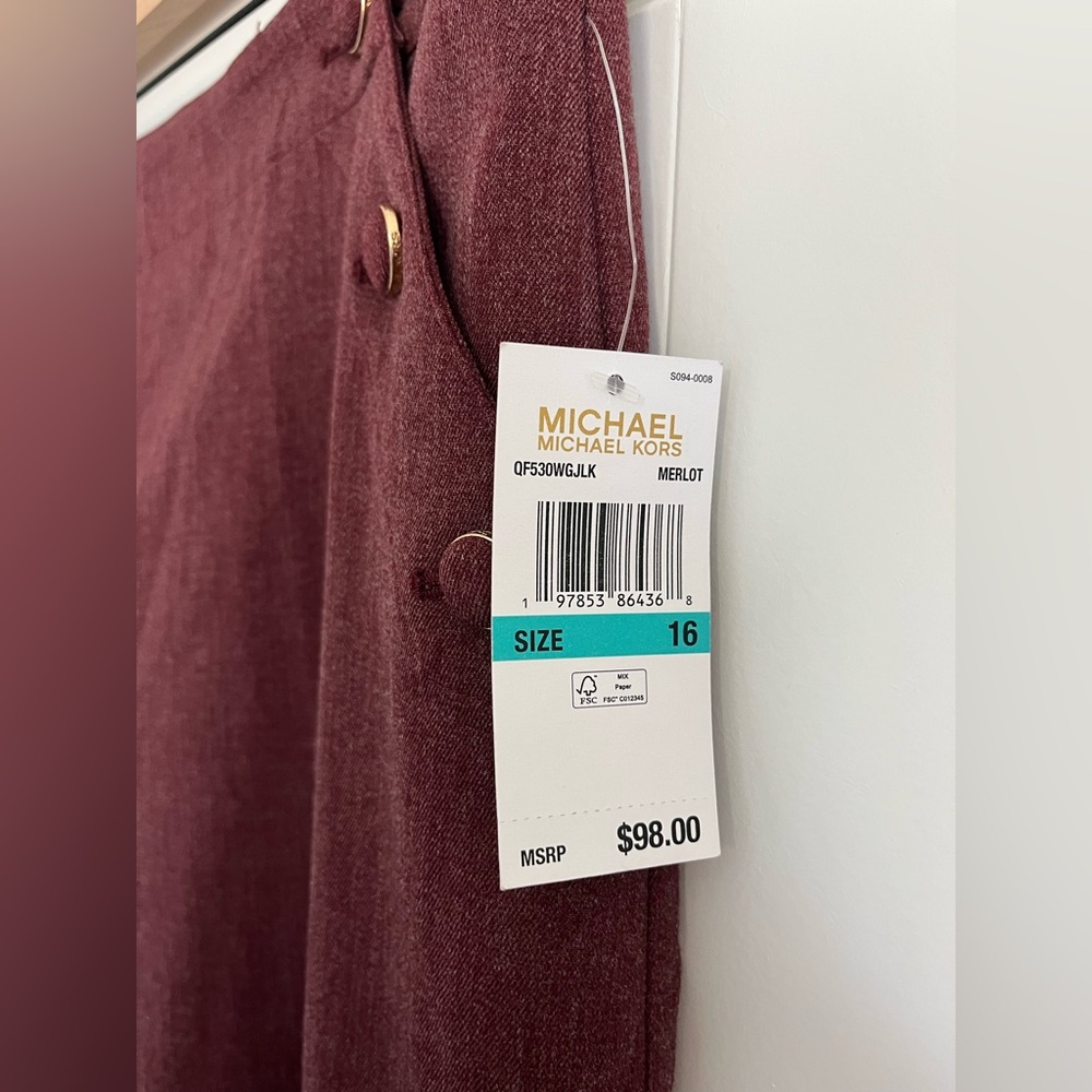 Michael Kors Burgundy Wide-Leg Sailor Pants - Picture 3 of 11